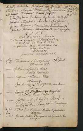 Sommerhalbjahr 1756. Rektorat Ludwig Konrad Smalcalder