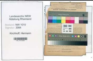 Entnazifizierung Hermann Kirchhoff , geb. 03.03.1865 (Vertreter)