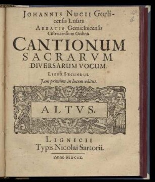 Johannes Nucius: Cantionum sacrarum diversarum vocum. Liber secundus. Altus