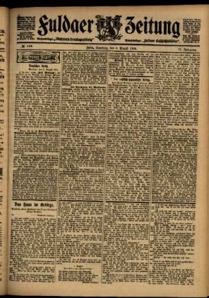 Erste Ausgabe vom Samstag, den 06. August 1904.