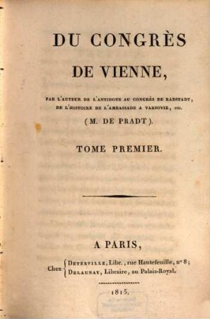 Du congrès de Vienne, 1