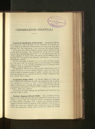 Informazioni Coloniali.