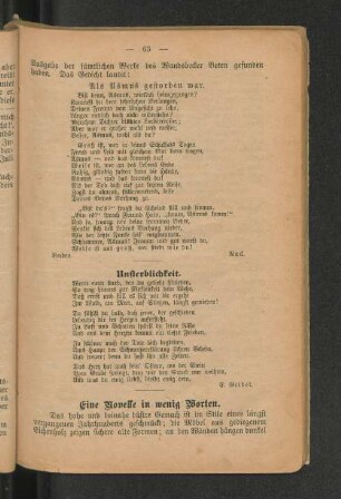 Eine Novelle in wenig Worten.