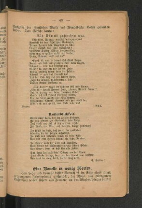 Eine Novelle in wenig Worten.