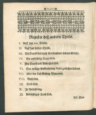 Register deß andern Theils.