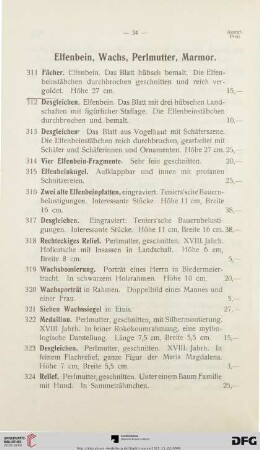 Elfenbein, Wachs, Perlmutter, Marmor (Nr. 311-326)