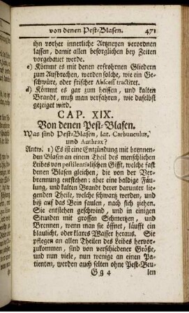 Cap. XIX. Von denen Pest-Blasen.