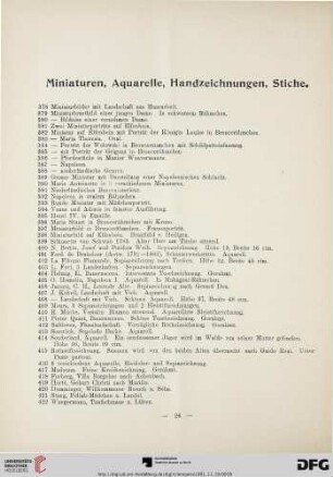 Miniaturen, Aquarelle, Handzeichnungen, Stiche (Nr. 378-537)