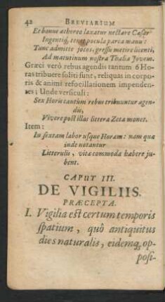 Caput III. De Vigiliis.