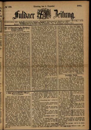 Ausgabe vom Dienstag, den 01. Dezember 1885.