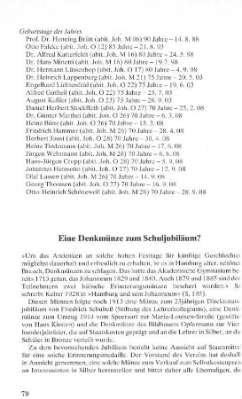 Eine Denkmünze zum Schuljubiläum?
