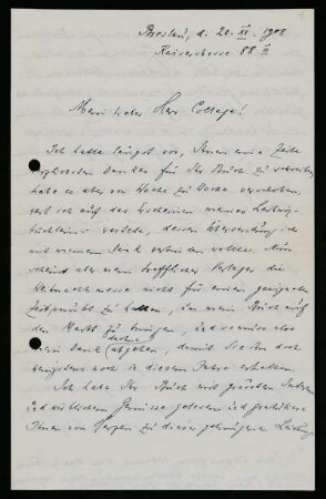 Briefe von Willy Kabitz an Herman Nohl, Breslau, 20.12.1908 - 29.5.1924