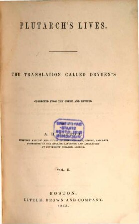 Plutarch's lives : the translation called Dryden's, 2