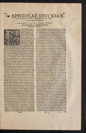 Epistolae Divi Ioannis Chrysostomi Archiepiscopi Constantinopolitani.