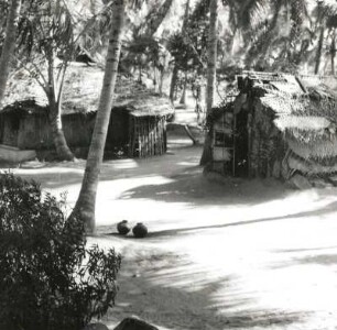 Cochin (Kochi), Indien. Hütten aus Kokosmatten