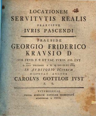 Locationem servitutis realis, praecipue iuris pascendi