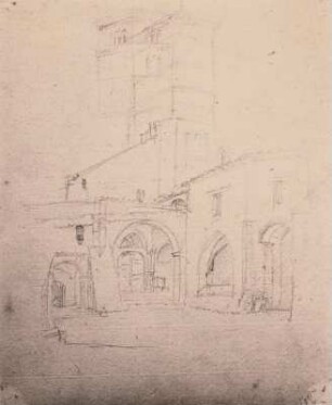 Eingang zur Kirche (italienische Architekturskizze)