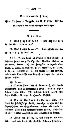 Beantwortete Frage: Eine Conferenz-Aufgabe im II. Quartal 1824/25