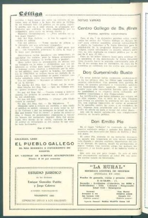 Notas varias : Centro Gallego de Bs. Aires[,] Don Gumersindo Busto [y] Don Emilio Pla