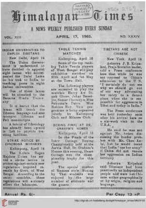 No. XXXIV (17 April 1960)