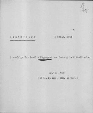 Alter Realkatalog (1501-1952), Teil Bayern, 110,10. Einzelne Adelsgeschichten und Familiengeschichten, alphabetisch: N - BSB Cbm Cat. 805(1 b 110,10