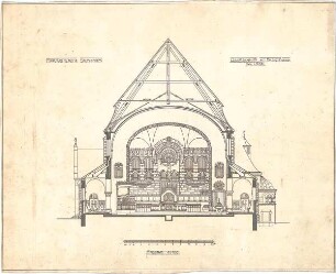 Dolmetsch, Heinrich; Stuttgart; Markuskirche - Chor (Ansicht m. Querschnitt)