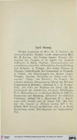 April - Sitzung