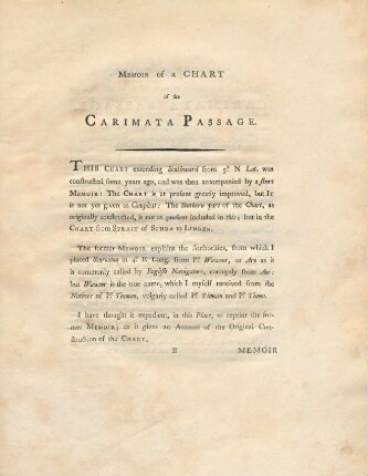 Memoir of a chart of the Carimata Passage