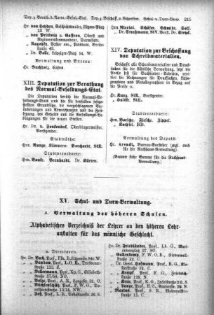 Alphabetisches Verzeichniß der Lehrer an den höheren Lehranstalten für das männliche Geschlecht