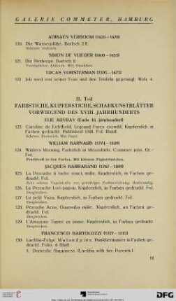 II. Teil: Farbstiche, Kupferstiche, Schabkunstblätter vorwiegend des XVIII. Jahrhunderts (Nr. 123-204)