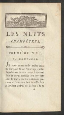 Première Nuit. La Campagne.
