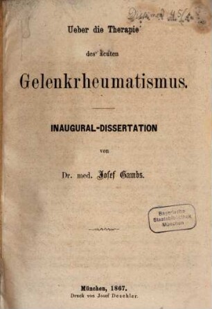 Ueber die Therapie des acuten Gelenkrheumatismus