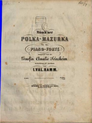 Münch'ner Polka-Mazurka : für das Piano-Forte
