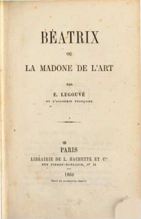 Béatrix ou la madone de l'art