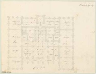 Rathaus Monatskonkurrenz Oktober 1852: Grundriss Erdgeschoss