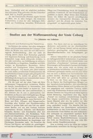 Studien aus der Waffensammlung der Veste Coburg
