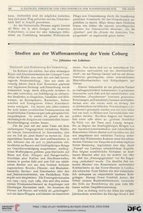 Studien aus der Waffensammlung der Veste Coburg
