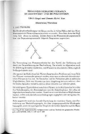 Diskontinuierliche Phrasen im Deutschen und im Polnischen