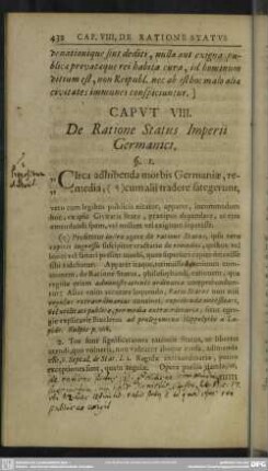Caput VIII. De Ratione Status Imperii Germanici