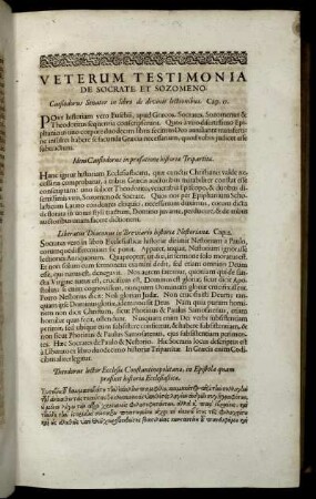 Veterum Testimonia De Socrate Et Sozomeno.