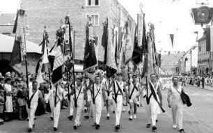 Freiburg: Festzug der Turner; Fahnenträger der Markgräfler Turnvereine