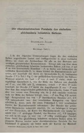 Die charakteristischen Parabeln des einfachen gleichmässig belasteten Balkens.