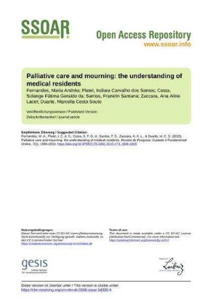 Palliative care and mourning: the understanding of medical residents