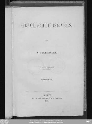Bd. 1: Geschichte Israels