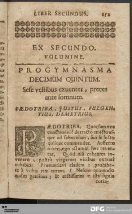 Ex Secundo. Volumine.