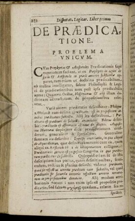 [Sectio Quarta.] De Prædicatione. Problema Unicum.