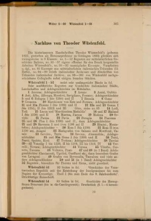 Nachlass von Theodor Wüstenfeld. [Cod. Ms. Wüstenfeld 1 - Cod. Ms. Wüstenfeld 103]