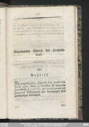 Angewandte Theorie der Urtheilskraft.