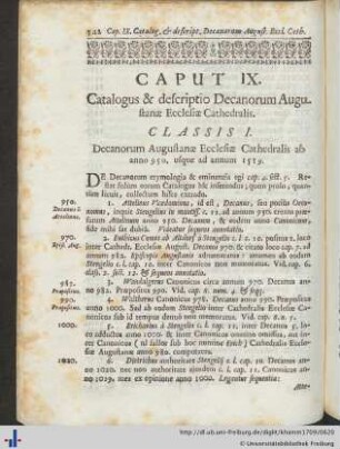 Caput IX. Catalogus et descriptio Decanorum Augustanae Ecclesiae Cathedralis.