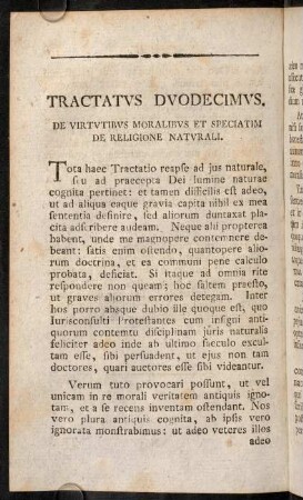 198-208, Einleitung. - Caput Primum. Quid sit virtus moralis in vulgari sensu accepta.